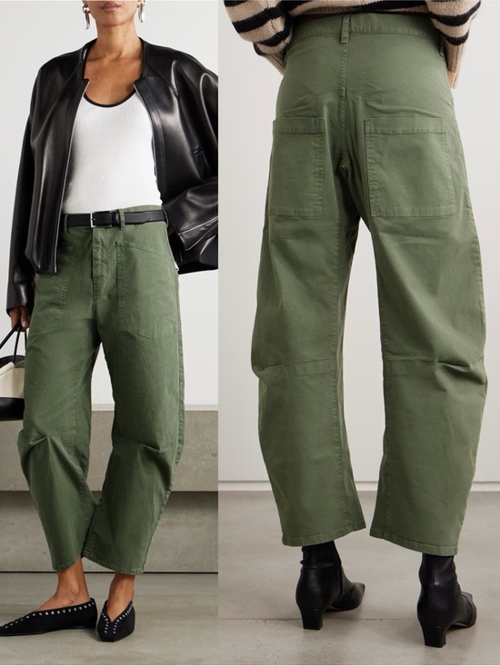 Nili Lotan Pants - Nili Lotan Shon Cotton Blend Twill Tapered Pants Green